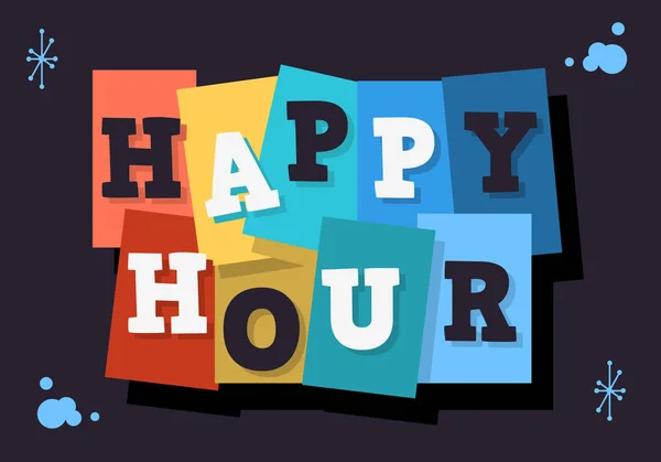 Happy Hour tipográfiai-Type Design vektor kép — Stock Vector