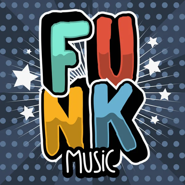 Funk Música Lettering Tipo Design Vector Imagem —  Vetores de Stock