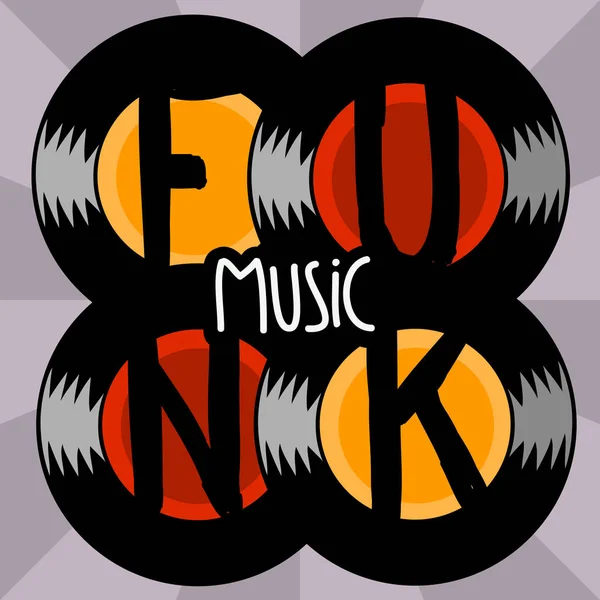 Funk Música Lettering Tipo Design Vector Imagem — Vetor de Stock