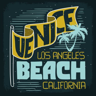 Venice Beach Los Angeles California Vintage etkisinde Retro görünümü tasarım el çizilmiş yazı türü tipografik tedavi için t gömlek ya da poster vektör görüntü