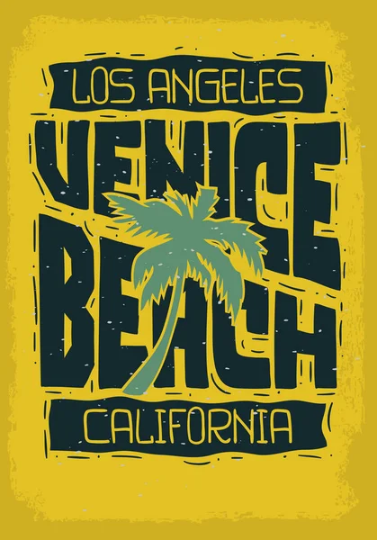 Velence Beach Los Angeles Kalifornia Vintage befolyásolja Retro nézet Design kézzel rajzolt betűkkel típusú tipográfiai kezelés póló vagy poszter vektor kép — Stock Vector