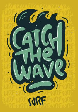 Sörf sörf tasarım el çizilmiş yazı tipi Logo işareti için etiket promosyon reklamları t gömlek ya da etiket Poster vektör görüntü