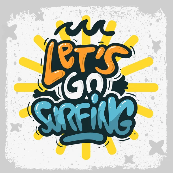 Surfing Surf Hand dras bokstäver typ logotyp tecken designmärke för befordran annonser t skjorta eller klistermärke affisch vektorbild — Stock vektor