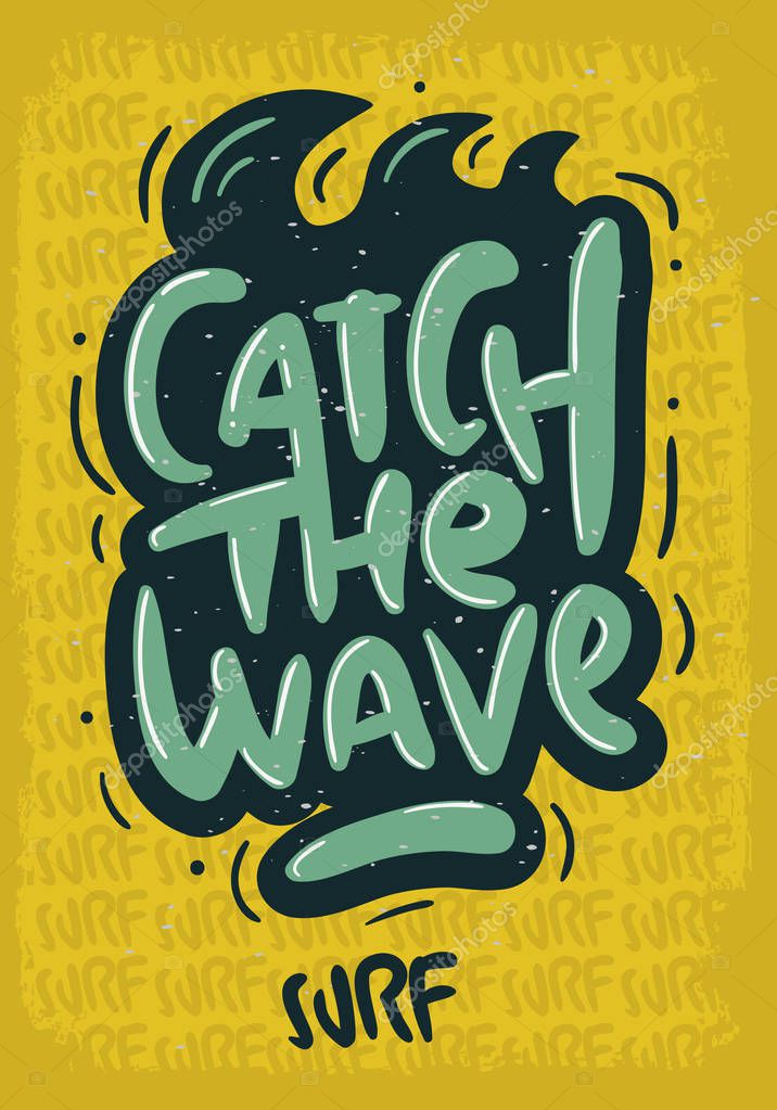 Surfing Surf Design Hand Drawn Lettering Type Logo Sign Label for Promotion Ads t shirt or sticker Poster Vector Image.