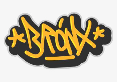 Bronx New York Usa Hip Hop ilgili etiketi grafiti etkisinde etiket işareti Logo el çizilmiş yazı t gömlek ya da etiket üzerinde beyaz bir arka plan için. Vektör görüntü.