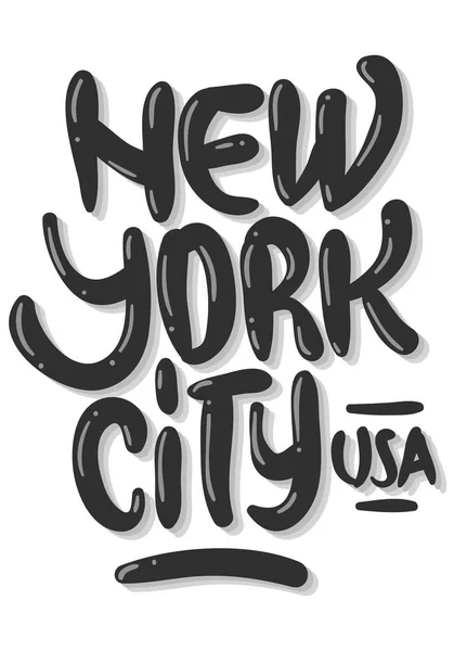 Nueva York EE.UU. Graffiti Influenced Label Sign Logo Letras dibujadas a mano para camiseta o pegatina sobre un fondo blanco. Imagen vectorial . — Archivo Imágenes Vectoriales