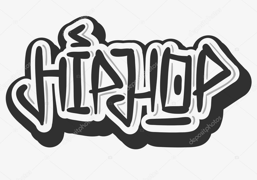 Hip Hop Related Tag Graffiti Influenced Label Sign  Logo Lettering for t-shirt or sticker on a white background. Vector Image.