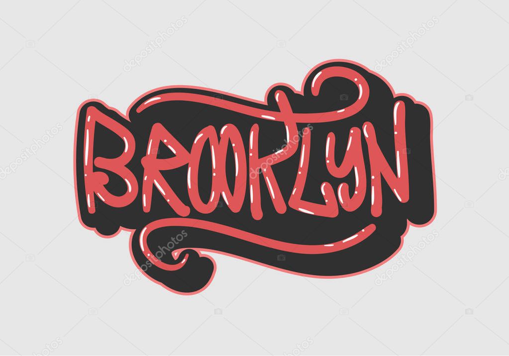 Brooklyn New York Usa  Label Sign  Logo Hand Drawn Lettering for t shirt or sticker Vector Image