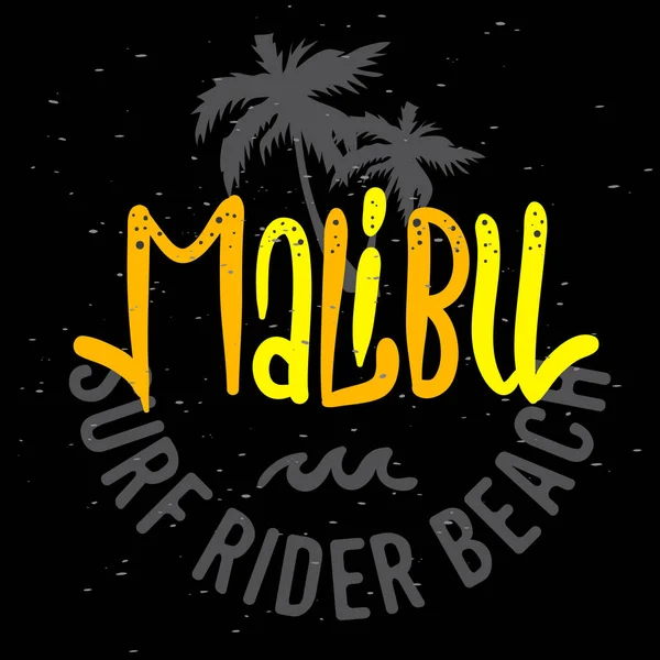 Malibu Surf Rider Beach Kalifornien Surfing Surf Design logotyp tecken etikett för befordran annonser t skjorta eller klistermärke affisch Flyer vektorbild. — Stock vektor