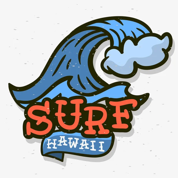 Surf Surf temático havaiano mão desenhada tradicional velha escola tatuagem estética influenciado arte desenho vintage inspirado ilustração para t-shirt impressão ou adesivo pôster panfleto Design Vector imagem . — Vetor de Stock