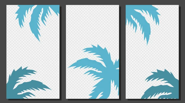 Vorlagen für Social-Media-Geschichten mit Palmblättern-Vektorgrafik — Stockvektor