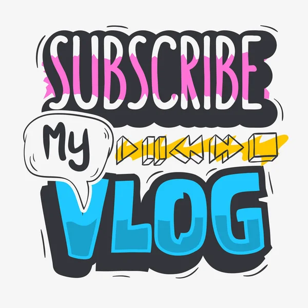 Vlog Video Blog sosyal medya karikatür tarzı tasarım abone benim Blog arama için eylem vektör grafiği — Stok Vektör