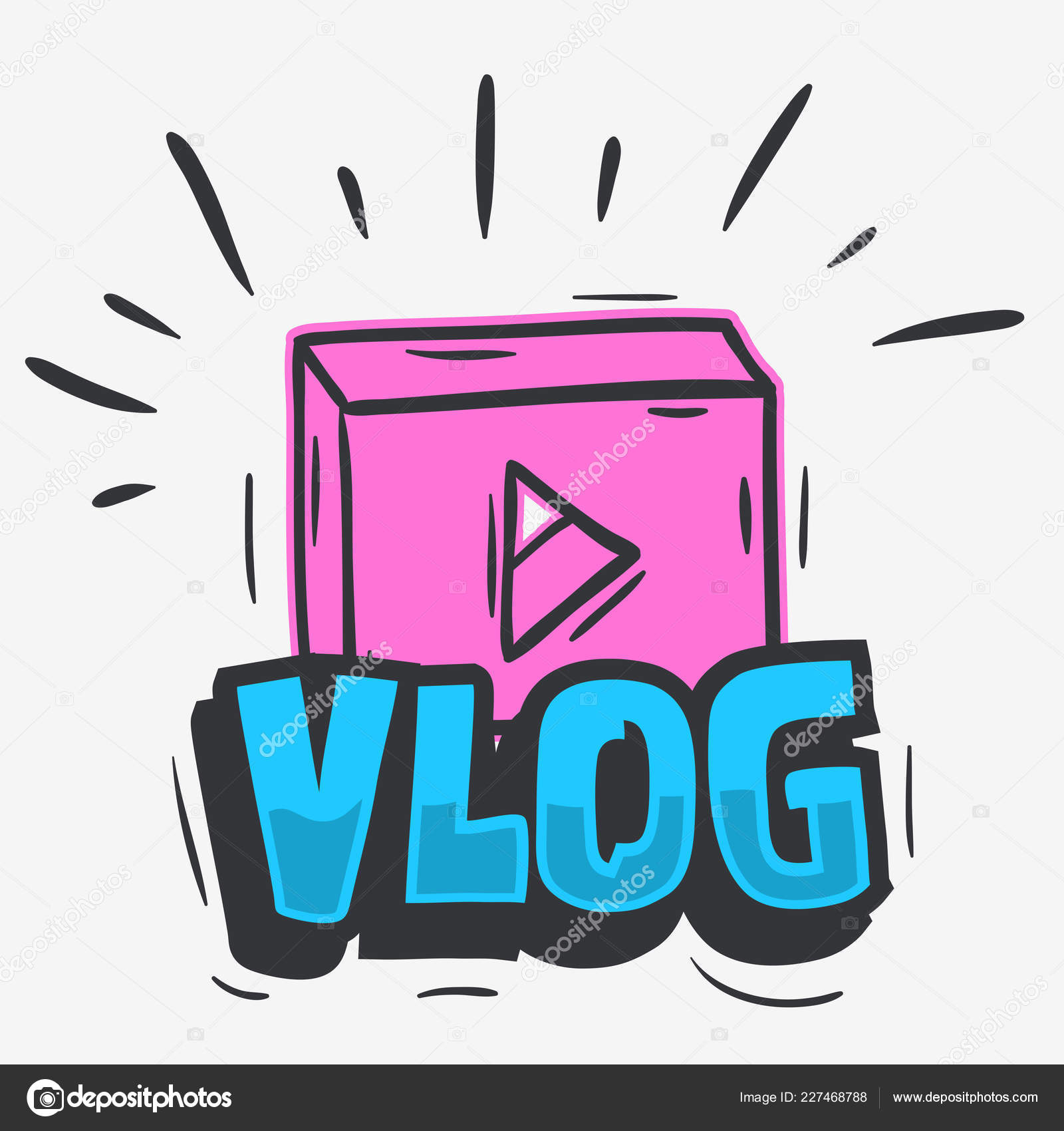 Vlog Video Blog Social Media Cartoon Style Design Vector Graphic Vlog Video Blog Social Media Cartoon Style Design Vector Graphic