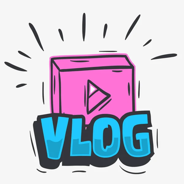 Vlog video blog social media cartoon style design vektor grafik — Stockvektor