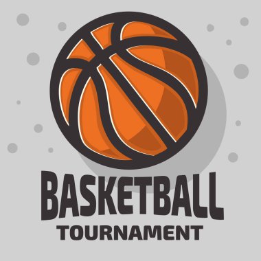 Basketbol temalı Logo amblem tasarımı ile basketbol top vektör grafiği