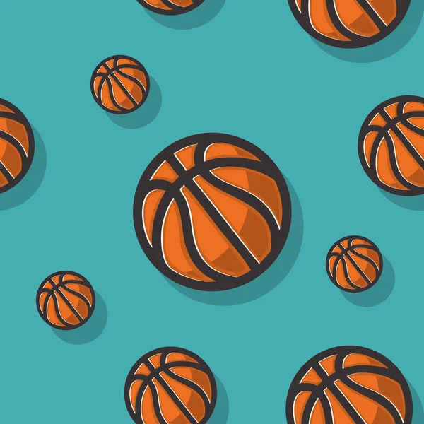 Padrão sem emenda temático do basquete com gráfico do vetor das bolas de basquete — Vetor de Stock