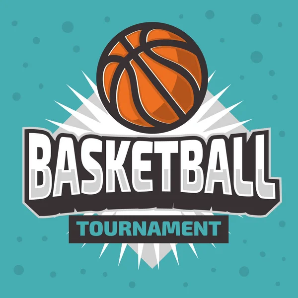Projeto temático do Emblema do logotipo do basquete com gráfico do vetor da bola de basquete — Vetor de Stock