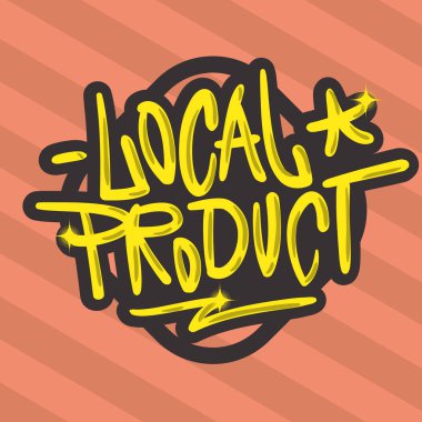 Yerel ürün elle çizilmiş fırça hat grafiti etiketi stil türü Logo tasarım vektör grafik yazı