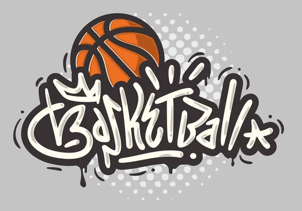 Basketbol temalı elle çizilmiş fırça hat grafiti etiketi stil türü tasarım vektör grafik yazı — Stok Vektör