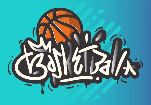 Basketbol temalı elle çizilmiş fırça hat grafiti etiketi stil türü tasarım vektör grafik yazı — Stok Vektör