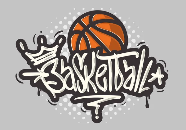 Basketbol temalı elle çizilmiş fırça hat grafiti etiketi stil türü tasarım vektör grafik yazı