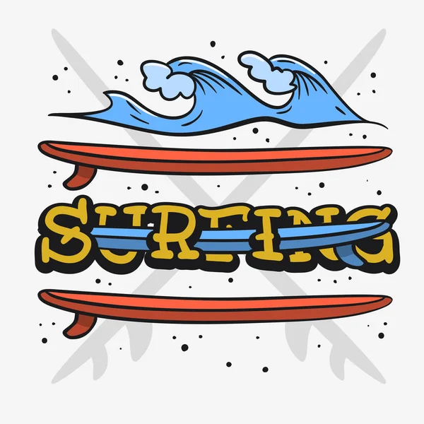 Surf Surfing temático Vintage tradicional tatuagem influenciado estético gráficos para T-shirt impresso t-shirt Vector Media —  Vetores de Stock