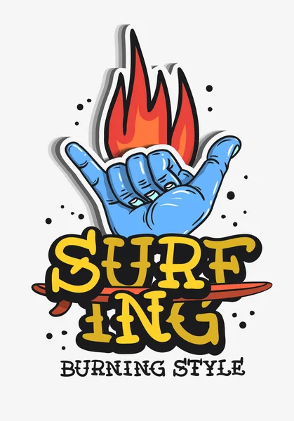 Surf Surfing temático Vintage tradicional tatuagem influenciado estético gráficos para T-shirt impresso t-shirt Vector Media — Vetor de Stock