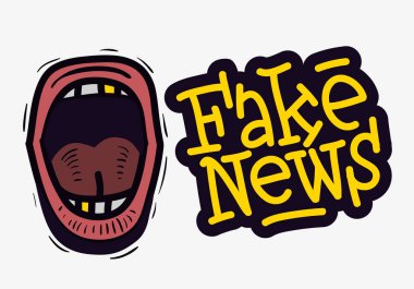 Ağız elle çizilmiş Doodle tarzı bir beyaz arka plan vektör medya çığlık haber sahte