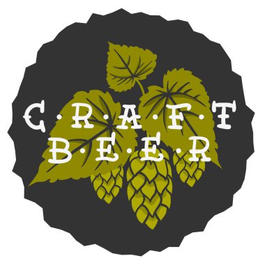 Atlama ve yaprakları resimde beyaz arka plan vektör grafik zanaat bira elle çizilmiş tasarımı