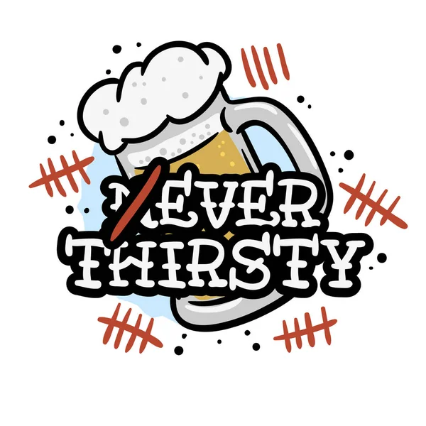 Álcool de cerveja Slogan relacionado Design desenhado à mão para impressão de camiseta com uma caneca de ilustração de cerveja em um gráfico vetorial de fundo branco —  Vetores de Stock