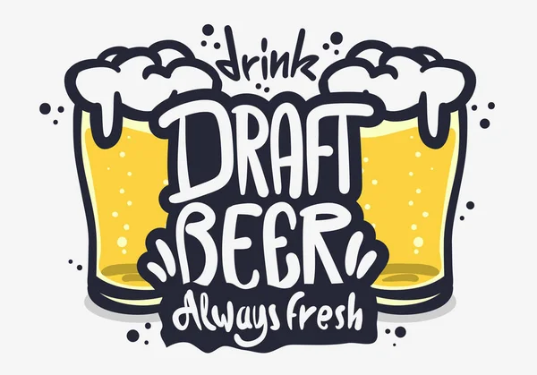 Ontwerp bier Hand Drawn Vector Design op een witte achtergrond — Stockvector