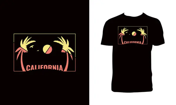 Kaliforniya Sörf Vektörü T-Shirt Tasarımı.
