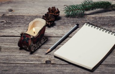 Noel dekorasyon ahşap tablo kopya alanı