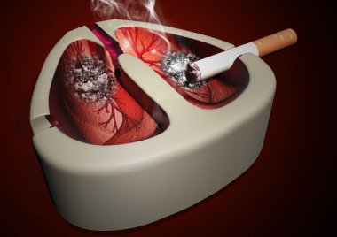3D rendering Illustration of the destruction of human lungs as a result of smoking. clipart