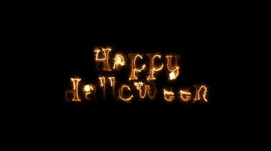Hallowen metin neon yangın animasyon metin mutlu hallowen parti neon yangın 4k döngüsü