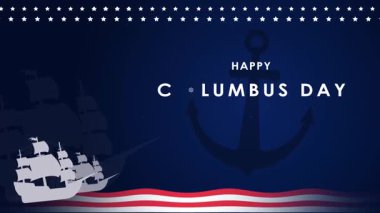 Columbus Günü animasyon geçmişi, Columbus Günü kutlamaları, gemi, çapa, dümen, 4k döngüsü.
