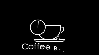 Kahve molası, kahve molası, fincandaki kahve duman, animasyon ikonu, bir fincan kahve duman ve kahve saati, kahve molası, neon yeşil ekran döngüsü 4K