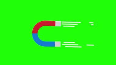 Mıknatıs canlandırılmış simge mıknatısı nesneleri yeşil ekran 4k döngüsüne çeker