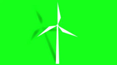 Rüzgar türbini pervane güç santrali, hareketli rüzgar türbini pervane güç santrali yeşil ekran croma 4k döngüsü
