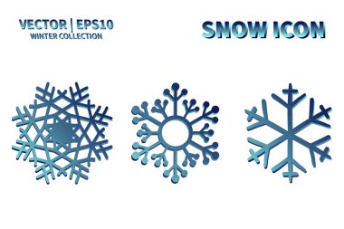 Kar Tanesi vektör simgesi ayarlandı. Noel ve kış kar taneleri koleksiyonu. İzole edilmiş yeni yıl dekorasyon çizelgesi. Soğuk hava nesne tasarımı siluet sembolü