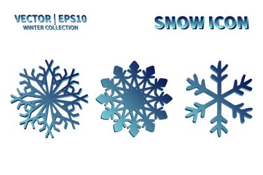Kar Tanesi vektör simgesi ayarlandı. Noel ve kış kar taneleri koleksiyonu. İzole edilmiş yeni yıl dekorasyon çizelgesi. Soğuk hava nesne tasarımı siluet sembolü