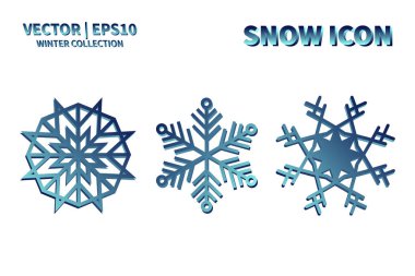 Kar Tanesi vektör simgesi ayarlandı. Noel ve kış kar taneleri koleksiyonu. İzole edilmiş yeni yıl dekorasyon çizelgesi. Soğuk hava nesne tasarımı siluet sembolü