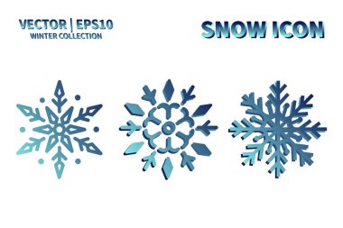Kar Tanesi vektör simgesi ayarlandı. Noel ve kış kar taneleri koleksiyonu. İzole edilmiş yeni yıl dekorasyon çizelgesi. Soğuk hava nesne tasarımı siluet sembolü