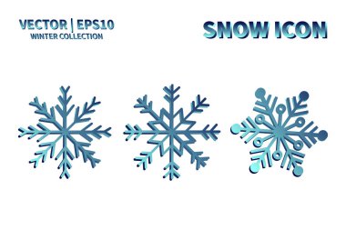 Kar Tanesi vektör simgesi ayarlandı. Noel ve kış kar taneleri koleksiyonu. İzole edilmiş yeni yıl dekorasyon çizelgesi. Soğuk hava nesne tasarımı siluet sembolü