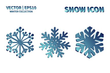 Kar Tanesi vektör simgesi ayarlandı. Noel ve kış kar taneleri koleksiyonu. İzole edilmiş yeni yıl dekorasyon çizelgesi. Soğuk hava nesne tasarımı siluet sembolü