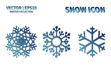 Kar Tanesi vektör simgesi ayarlandı. Noel ve kış kar taneleri koleksiyonu. İzole edilmiş yeni yıl dekorasyon çizelgesi. Soğuk hava nesne tasarımı siluet sembolü