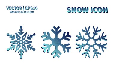 Kar Tanesi vektör simgesi ayarlandı. Noel ve kış kar taneleri koleksiyonu. İzole edilmiş yeni yıl dekorasyon çizelgesi. Soğuk hava nesne tasarımı siluet sembolü