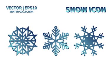 Kar Tanesi vektör simgesi ayarlandı. Noel ve kış kar taneleri koleksiyonu. İzole edilmiş yeni yıl dekorasyon çizelgesi. Soğuk hava nesne tasarımı siluet sembolü