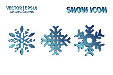 Kar Tanesi vektör simgesi ayarlandı. Noel ve kış kar taneleri koleksiyonu. İzole edilmiş yeni yıl dekorasyon çizelgesi. Soğuk hava nesne tasarımı siluet sembolü