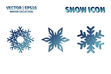 Kar Tanesi vektör simgesi ayarlandı. Noel ve kış kar taneleri koleksiyonu. İzole edilmiş yeni yıl dekorasyon çizelgesi. Soğuk hava nesne tasarımı siluet sembolü
